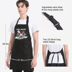 Oxpaynop Funny Grill Aprons for Men, Dad Apron for Grilling, Grill Master Gifts for Men BBQ Cooking Chef Gift for Birthday Fathers Day (Grill Master)