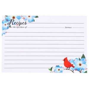 cofice recipe cards 4x6 inch, cut thicken card stock double sided recipe cards, 50-pack (bird)