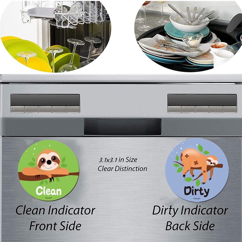 Sloth Stuff-Dishwasher Magnet Clean Dirty Sign -Double Sided Magnet Flip with Magnetic Plate for Any Dishwasher-Funny Signs Kitchen Gifts for Women Mom Kids