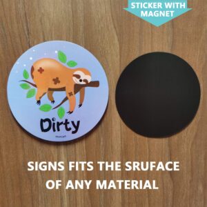 Sloth Stuff-Dishwasher Magnet Clean Dirty Sign -Double Sided Magnet Flip with Magnetic Plate for Any Dishwasher-Funny Signs Kitchen Gifts for Women Mom Kids