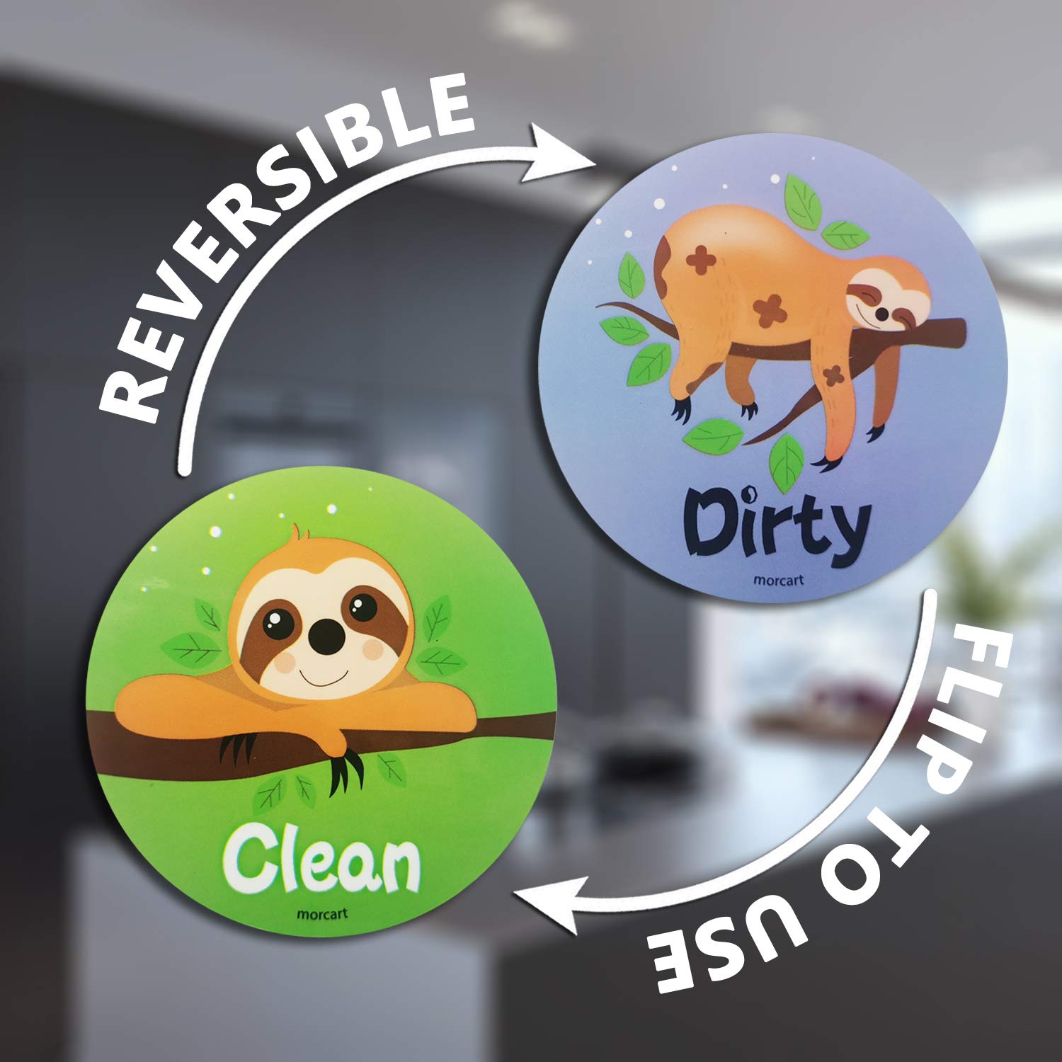 Sloth Stuff-Dishwasher Magnet Clean Dirty Sign -Double Sided Magnet Flip with Magnetic Plate for Any Dishwasher-Funny Signs Kitchen Gifts for Women Mom Kids