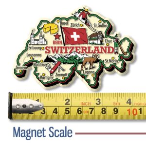 Switzerland Jumbo Country Map Magnet by Classic Magnets, Collectible Souvenirs Made in The USA