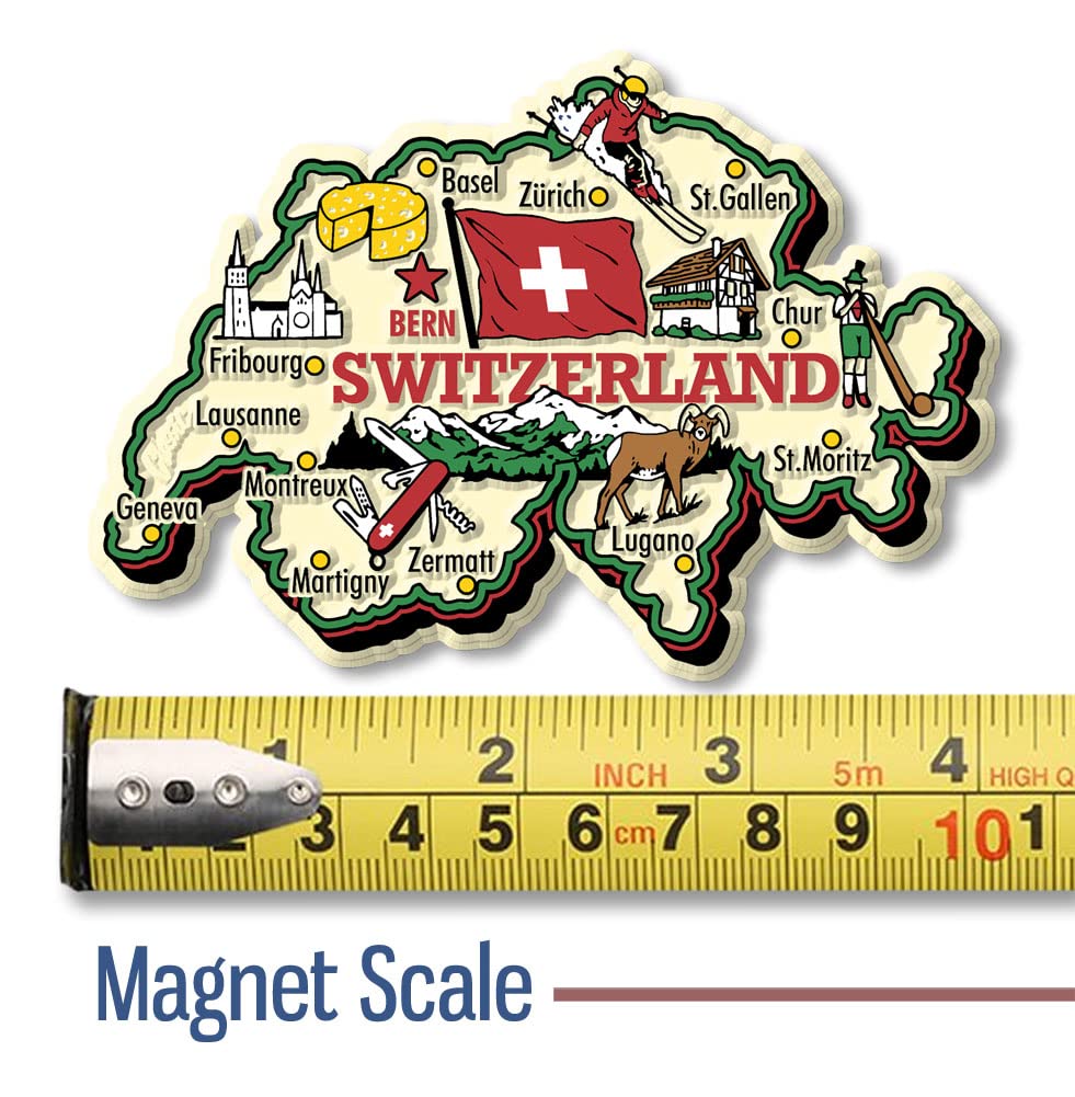 Switzerland Jumbo Country Map Magnet by Classic Magnets, Collectible Souvenirs Made in The USA