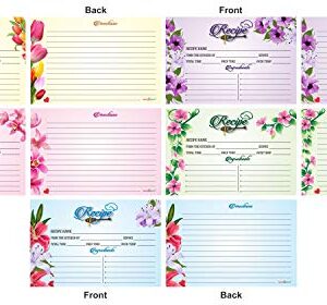 PARTH IMPEX Recipe Cards - (Pack of 50) 4x6 Double Sided, Floral Cards for Family Recipes, Wedding Shower, Bridal Shower, Baby Shower, Housewarming Gifts