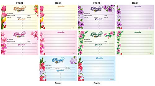 PARTH IMPEX Recipe Cards - (Pack of 50) 4x6 Double Sided, Floral Cards for Family Recipes, Wedding Shower, Bridal Shower, Baby Shower, Housewarming Gifts