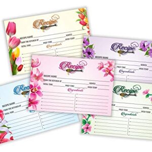 PARTH IMPEX Recipe Cards - (Pack of 50) 4x6 Double Sided, Floral Cards for Family Recipes, Wedding Shower, Bridal Shower, Baby Shower, Housewarming Gifts