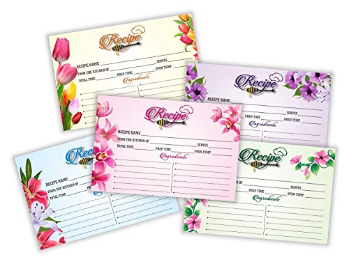 PARTH IMPEX Recipe Cards - (Pack of 50) 4x6 Double Sided, Floral Cards for Family Recipes, Wedding Shower, Bridal Shower, Baby Shower, Housewarming Gifts