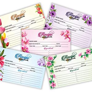 PARTH IMPEX Recipe Cards - (Pack of 50) 4x6 Double Sided, Floral Cards for Family Recipes, Wedding Shower, Bridal Shower, Baby Shower, Housewarming Gifts