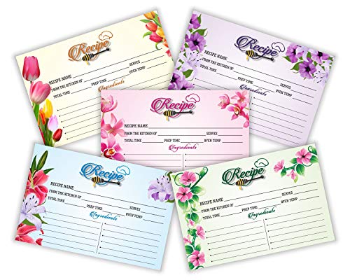 PARTH IMPEX Recipe Cards - (Pack of 50) 4x6 Double Sided, Floral Cards for Family Recipes, Wedding Shower, Bridal Shower, Baby Shower, Housewarming Gifts