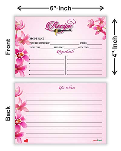 PARTH IMPEX Recipe Cards - (Pack of 50) 4x6 Double Sided, Floral Cards for Family Recipes, Wedding Shower, Bridal Shower, Baby Shower, Housewarming Gifts