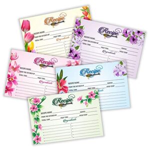 PARTH IMPEX Recipe Cards - (Pack of 50) 4x6 Double Sided, Floral Cards for Family Recipes, Wedding Shower, Bridal Shower, Baby Shower, Housewarming Gifts