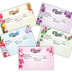 PARTH IMPEX Recipe Cards - (Pack of 50) 4x6 Double Sided, Floral Cards for Family Recipes, Wedding Shower, Bridal Shower, Baby Shower, Housewarming Gifts