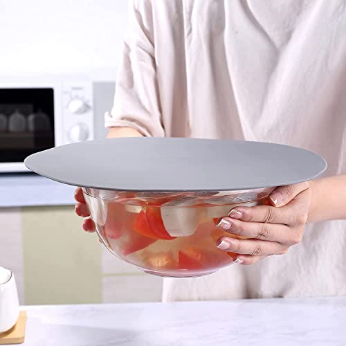 2 in 1 Microwave food Cover & Mat,Vented Collapsible Microwave Splatter Cover & 12" Silicone Round Kitchen mat, Multi-use Silicone Non-Slip Trivet Drying Mat, Home Apartment Essential, Grey