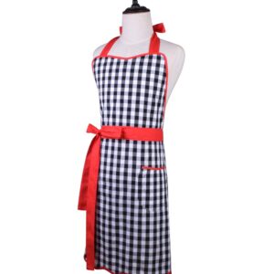 Love Potato 100% Cotton Vintage Gingham Kitchen Apron with Two Pockets, Small to Plus Size Ladies, Great Gift for Wife or Ladies