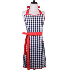 Love Potato 100% Cotton Vintage Gingham Kitchen Apron with Two Pockets, Small to Plus Size Ladies, Great Gift for Wife or Ladies