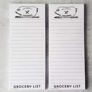 bon appetit pig refrigerator notepads grocery list - set of two pads