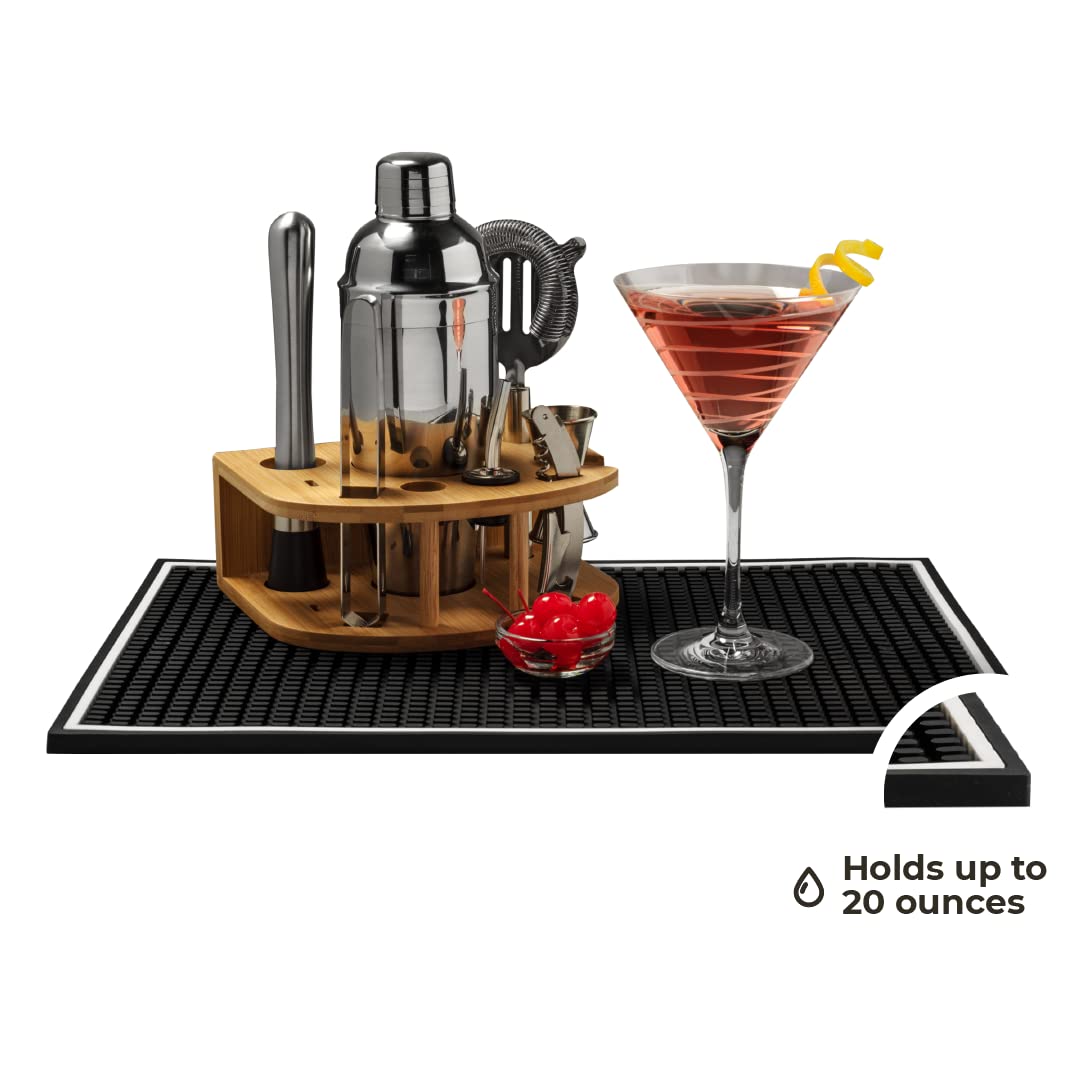 Bar Mat Modern And Durable- Service Bar Mat For Spills, Ideal For Coffee, Bars, Restaurants And Counter Top-dish Drying Mat, Glass Drying Mat-18in X 12in 1cm Thick-barista Accessories- Quality Rubber.