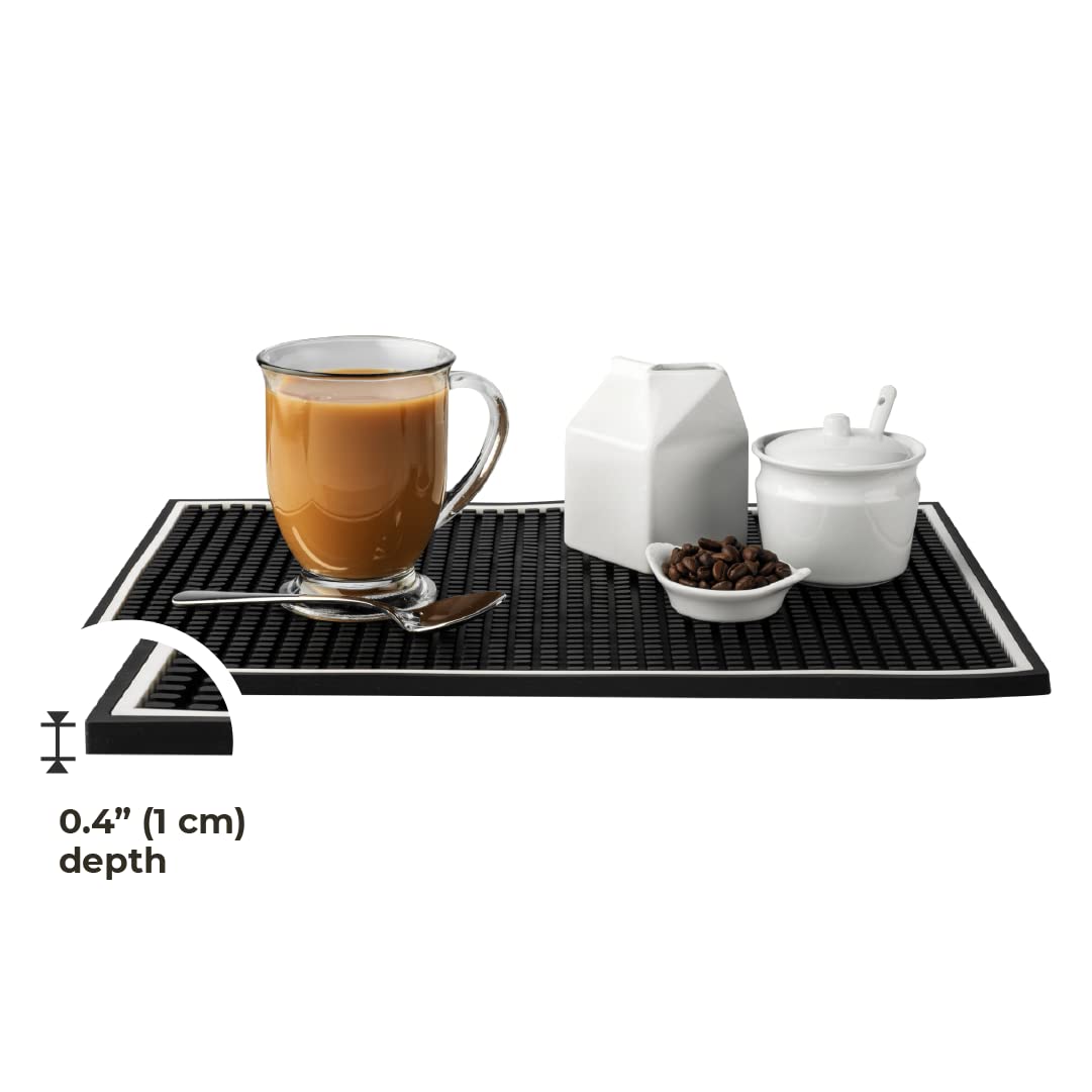 Bar Mat Modern And Durable- Service Bar Mat For Spills, Ideal For Coffee, Bars, Restaurants And Counter Top-dish Drying Mat, Glass Drying Mat-18in X 12in 1cm Thick-barista Accessories- Quality Rubber.