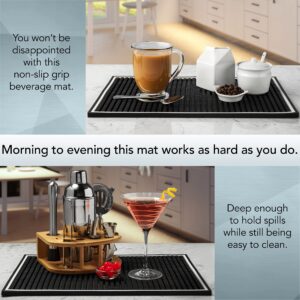 Bar Mat Modern And Durable- Service Bar Mat For Spills, Ideal For Coffee, Bars, Restaurants And Counter Top-dish Drying Mat, Glass Drying Mat-18in X 12in 1cm Thick-barista Accessories- Quality Rubber.