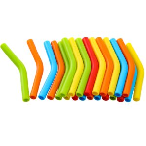 24 pcs silicone straw elbows tips stainless steel reusable metal straw silicone tips soft rubber drinking straw covers for straw nozzles tumbler mug glass drink, multicolor (6 mm)