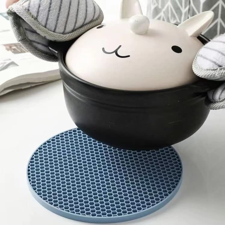 Silicone Trivet Mats - 4 Heat Resistant Pot Holders, Multipurpose Non-Slip Hot Pads for Kitchen Potholders, Hot Dishers, Jar Opener, Spoon Holder, Food Grade Silicone,Easy to wash and Dry（Nordic Grey