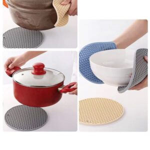 Silicone Trivet Mats - 4 Heat Resistant Pot Holders, Multipurpose Non-Slip Hot Pads for Kitchen Potholders, Hot Dishers, Jar Opener, Spoon Holder, Food Grade Silicone,Easy to wash and Dry（Nordic Grey