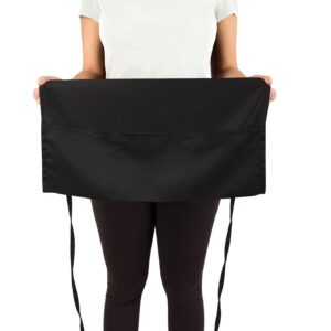 KNG Waitress Apron with 3 Pockets – 11 inch Waist Apron - Black