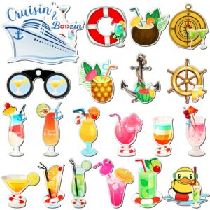 20 Pcs Cruise Door Decorations Magnetic Tropical Drink Cruise Ship Door Magnets Funny Cocktail Car Birthday Magnet Stickers Carnival Cruise Essentials for Cabin Stateroom Refrigerator Door Decor