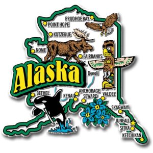 alaska jumbo state magnet by classic magnets, 3.8" x 3.7", collectible souvenirs made in the usa