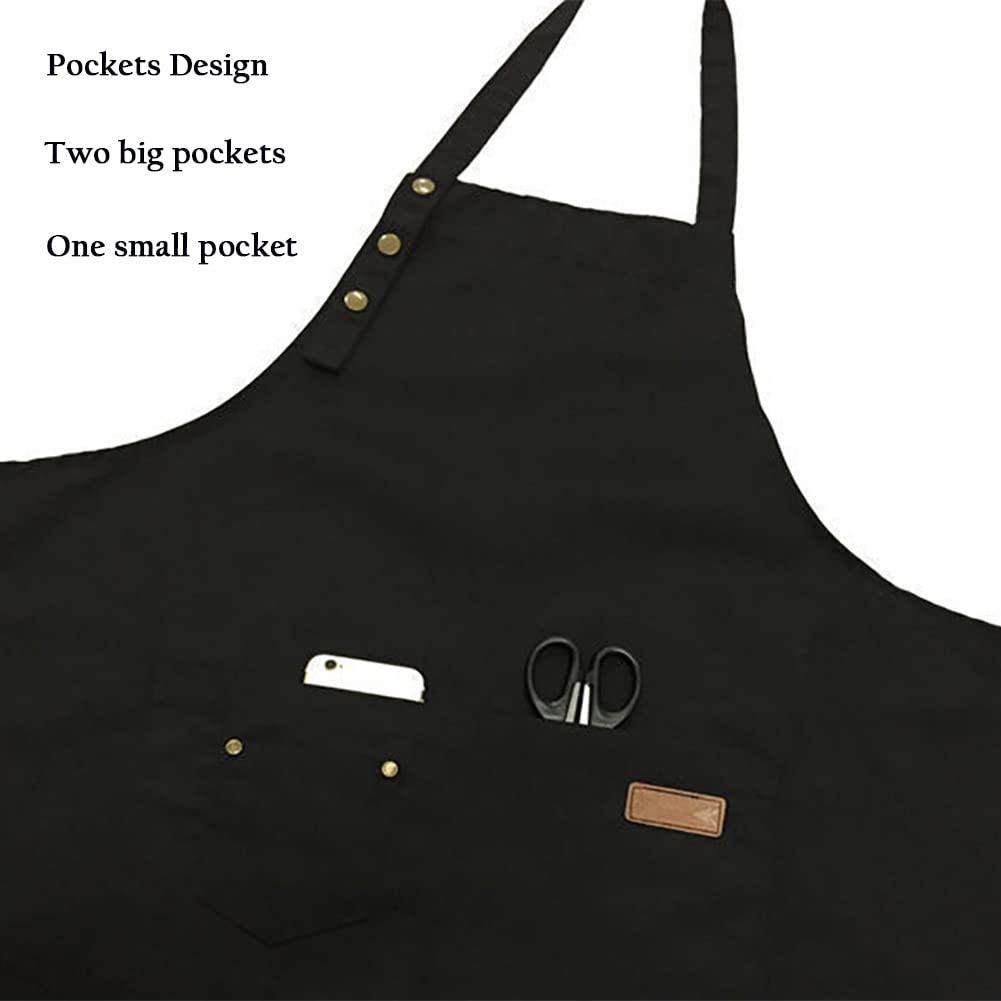 Shmimy Personalized Custom Apron For Men Women Kitchen Cooking Canvas Aprons Customized with Pockets Name Text Logo Picture (1 Pack)