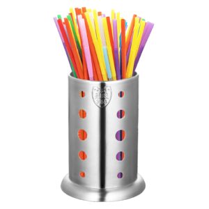willfee 304 stainless steel straw holder, counter-top straw dispenser, kitchen organizer for utensils, cutlery, gadgets, spoons forks chopsticks storage