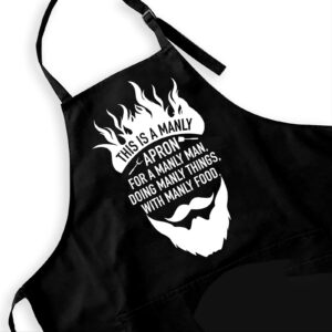 Ihopes Funny Aprons for Men - Black Kitchen Chef Apron with 2 Pockets and Adjustable Neck Strap - This Is a Manly Apron - Perfect for Cooking/Baking/BBQ - Best Birthday/Christmas/Thanksgiving Gifts