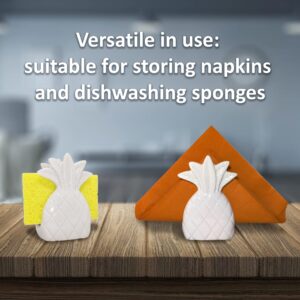 Sponge Holder Napkin Holder Ceramic for Kitchen Storage Rack Sink Caddy Countertop Organizers Napkin Holder Dining Table Pineapple Dish Sponge Holder for Kitchen Sink Suction