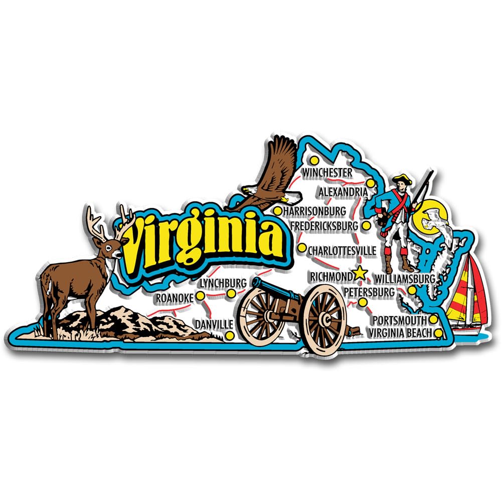 Virginia Jumbo State Magnet by Classic Magnets, 5.1" x 2.4", Collectible Souvenirs Made in The USA