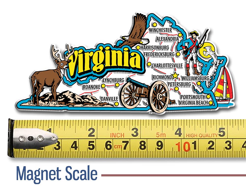 Virginia Jumbo State Magnet by Classic Magnets, 5.1" x 2.4", Collectible Souvenirs Made in The USA