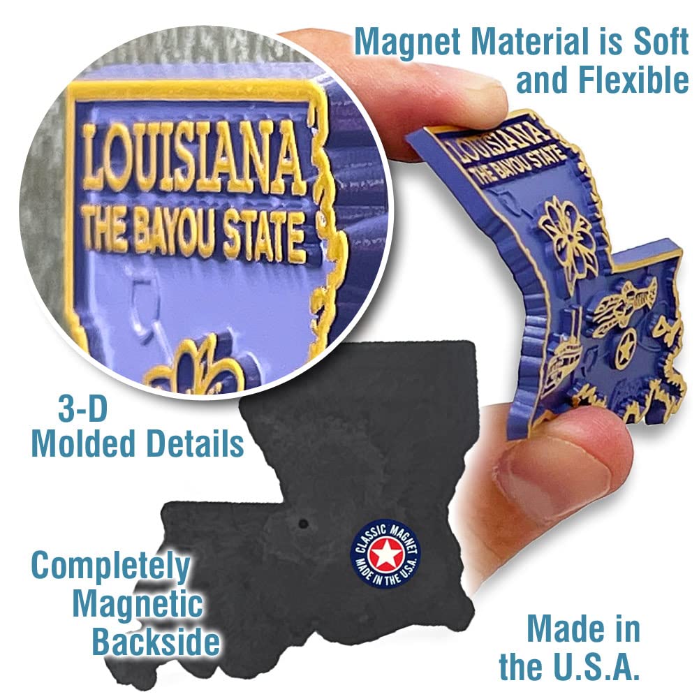 Louisiana Small State Magnet by Classic Magnets, 2.2" x 2.1", Collectible Souvenirs Made in The USA