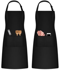 komboh unisex chef apron, professional grade apron, oil and water resistant, heavy duty breathable and adjustable with large straps and large pockets - polycotton fabric