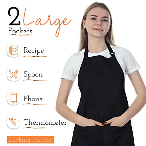 KOMBOH Unisex Chef Apron, Professional Grade Apron, Oil and Water Resistant, Heavy Duty Breathable and Adjustable with Large Straps and Large Pockets - PolyCotton Fabric