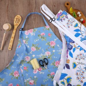 Janmercy 3 Pieces Plus Size Aprons for Women with Pockets Floral Apron Adjustable Cooking Aprons for Kitchen Cooking Baking Household Cleaning Gardening Supplies