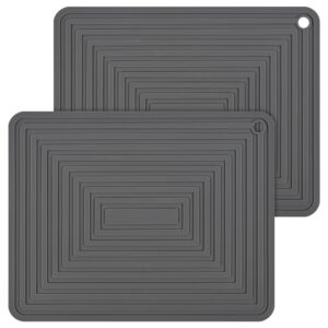 nstezrne trivets for hot dishes, silicone trivet hot pads for kitchen, trivets for hot pots and pans, big silicone pot holders mat, trivets for quartz countertops, heat resistant mats set 2 dark gray