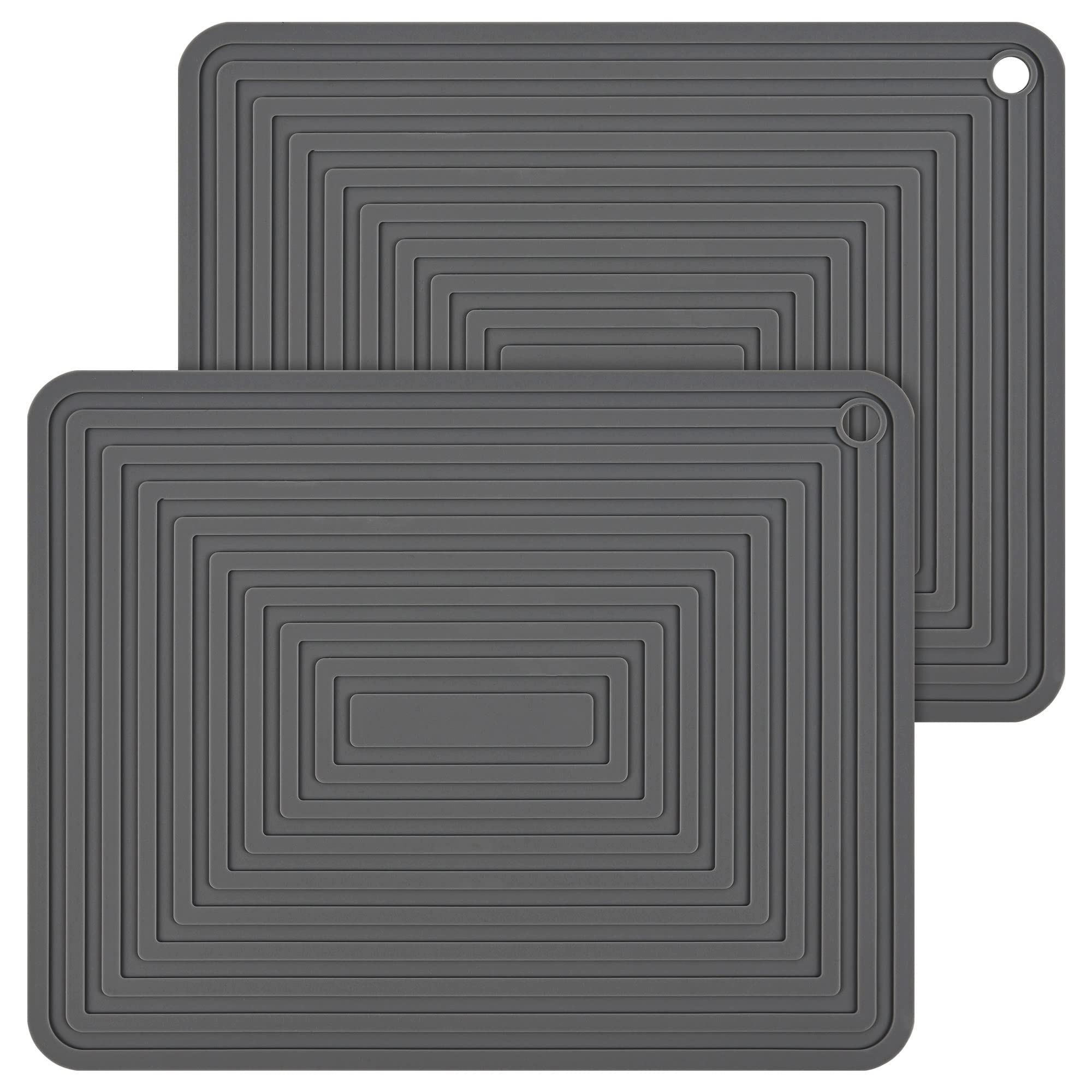 Nstezrne Trivets for Hot Dishes, Silicone Trivet Hot Pads for Kitchen, Trivets for Hot Pots and Pans, Big Silicone Pot Holders Mat, Trivets for Quartz Countertops, Heat Resistant Mats Set 2 Dark Gray