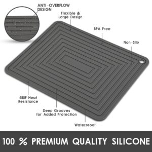 Nstezrne Trivets for Hot Dishes, Silicone Trivet Hot Pads for Kitchen, Trivets for Hot Pots and Pans, Big Silicone Pot Holders Mat, Trivets for Quartz Countertops, Heat Resistant Mats Set 2 Dark Gray