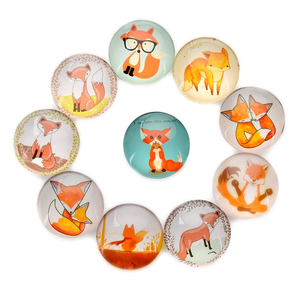 FF Elaine 10 Pcs Fridge Magnets Crystal Glass Housewarming Home Decorations Gift (Fox)