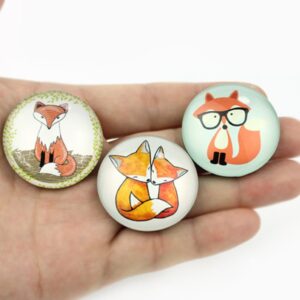 FF Elaine 10 Pcs Fridge Magnets Crystal Glass Housewarming Home Decorations Gift (Fox)