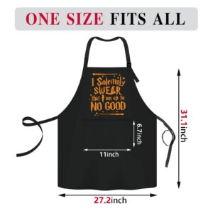 zcyhtqp I Solemnly Swear That I am Up to No Good,Funny Apron for Men Women with 2 pockets,One Size Fits All,Adjustable Chef Apron,Cooking Grilling BBQ Apron,Gift for Chef