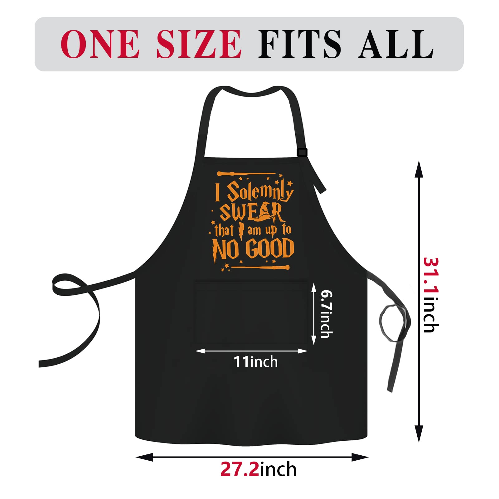 zcyhtqp I Solemnly Swear That I am Up to No Good,Funny Apron for Men Women with 2 pockets,One Size Fits All,Adjustable Chef Apron,Cooking Grilling BBQ Apron,Gift for Chef