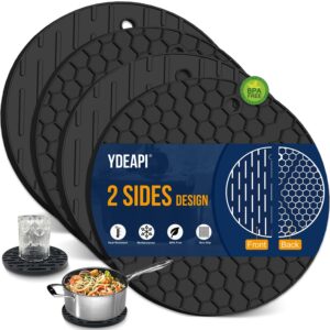 ydeapi trivets for hot dishes, multi-purpose silicone trivet, heat resistant pot holder, hot pads for kitchen, quartz countertops, hot pots and pans, 4 pack