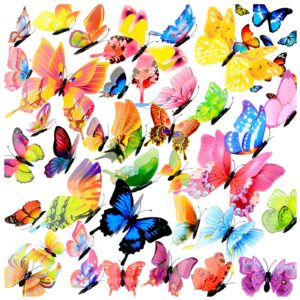 leehby 3d butterfly wall decor，36pcs butterfly refrigerator magnets，refrigerator magnets wall stickers for wall decor art decor crafts home party decoration