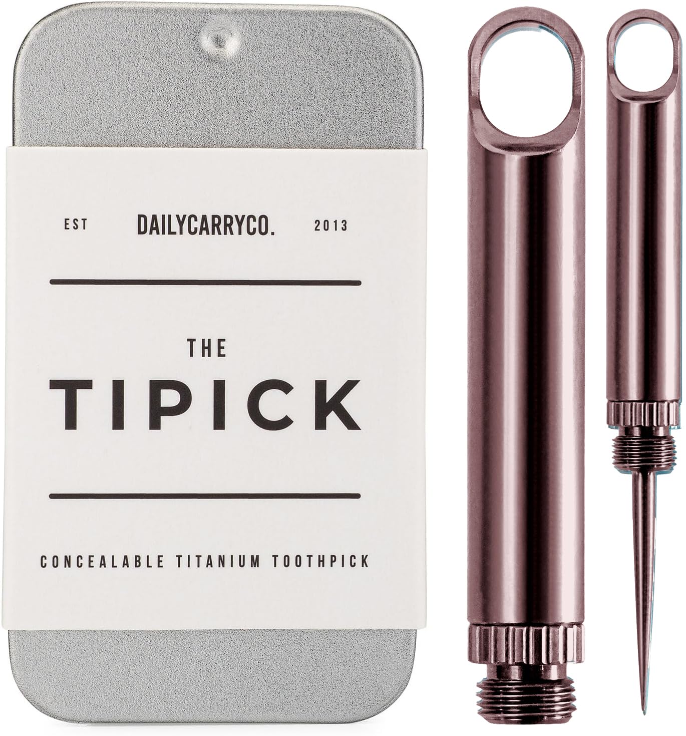 DAILYCARRYCO. TiPick Titanium Toothpick Keychain Holder - Portable Metal Travel Toothpick - Reusable EDC Micro Toothpick - Compact & Convenient - Carry On-the-Go - Titanium Construction, Merlot