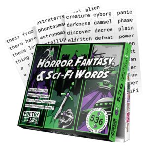 poetry tiles - horror, fantasy, scifi themed word magnets for fridge - 536 fridge word magnets geek gift kit for refrigerator poems and stories - spooky gifts for kids and adults